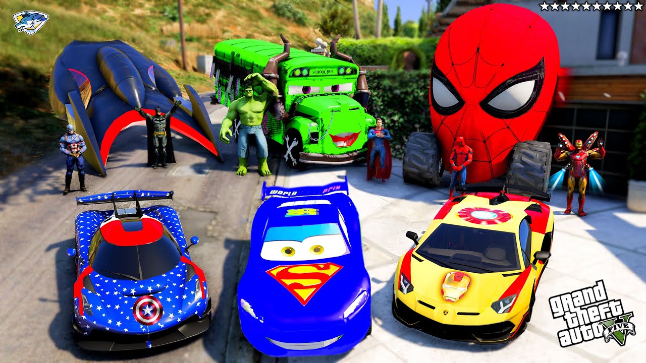 GTA 5 - Stealing Superhero's Luxury Cars with Franklin! (Real Life Cars #161)
