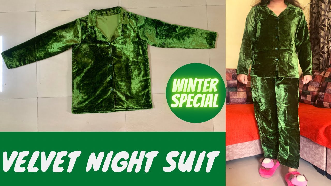 Velvet Night Suit Cutting And Stitching | collar nightsuit | winter special  | Maina Thapa - YouTube
