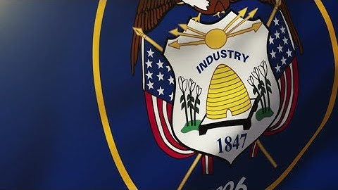 4K utah flag waving in the wind. Looping sun rises style. Animation loop Stock video