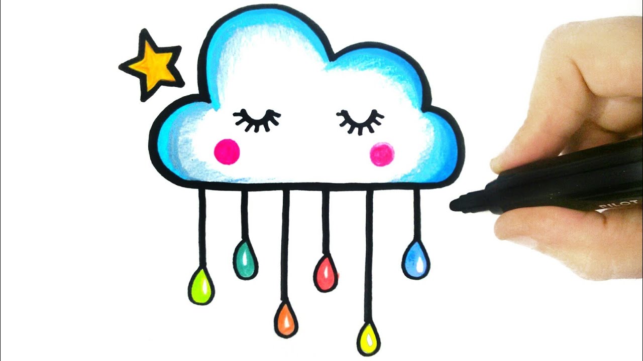 How to draw kawaii cute Cloud l Como desenhar Nuvem fofa Kawaii - Drawing  to Draw 