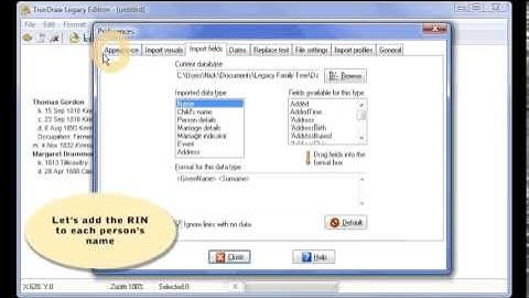 TreeDraw Legacy Edition tutorial - Setting import fields