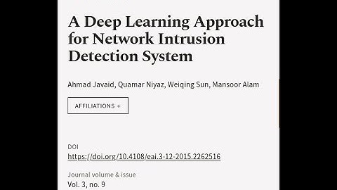 A Deep Learning Approach for Network Intrusion Detection System | RTCL.TV