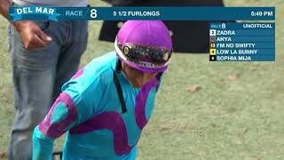 Zadra wins race 8 at Del Mar 8/6/26