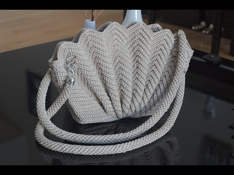 დაკბილული ელეგანტური ჩანთა ყაისნაღით. ნაწილი IV. Elegant seashell handbag crochet. Part IV.