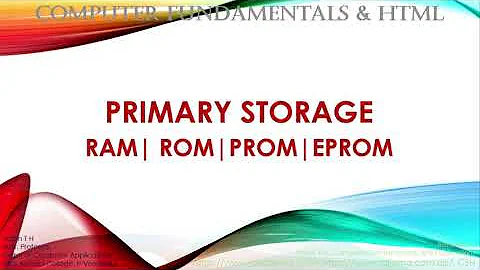Primary Memory: RAM - SRAM,DRAM; ROM - PROM, EPROM