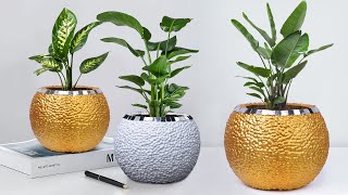 Easy pottery making with Thermocol || Cement flower vase  Cement planter Making