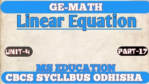 GE:MATH ! Linear Equation !#bsc #bscphysics #bscchemistry #bsccomputerscience