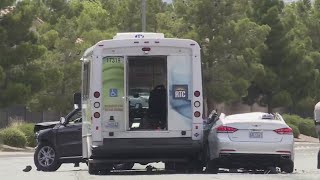 Police suspect driver was impaired when she crashed into RTC paratransit bus on Lake Mead Blvd