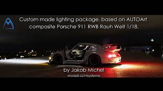 Mini Porsche 911 - Custom 993 RWB 1/18 Review with lights  @PorscheClubofAmerica