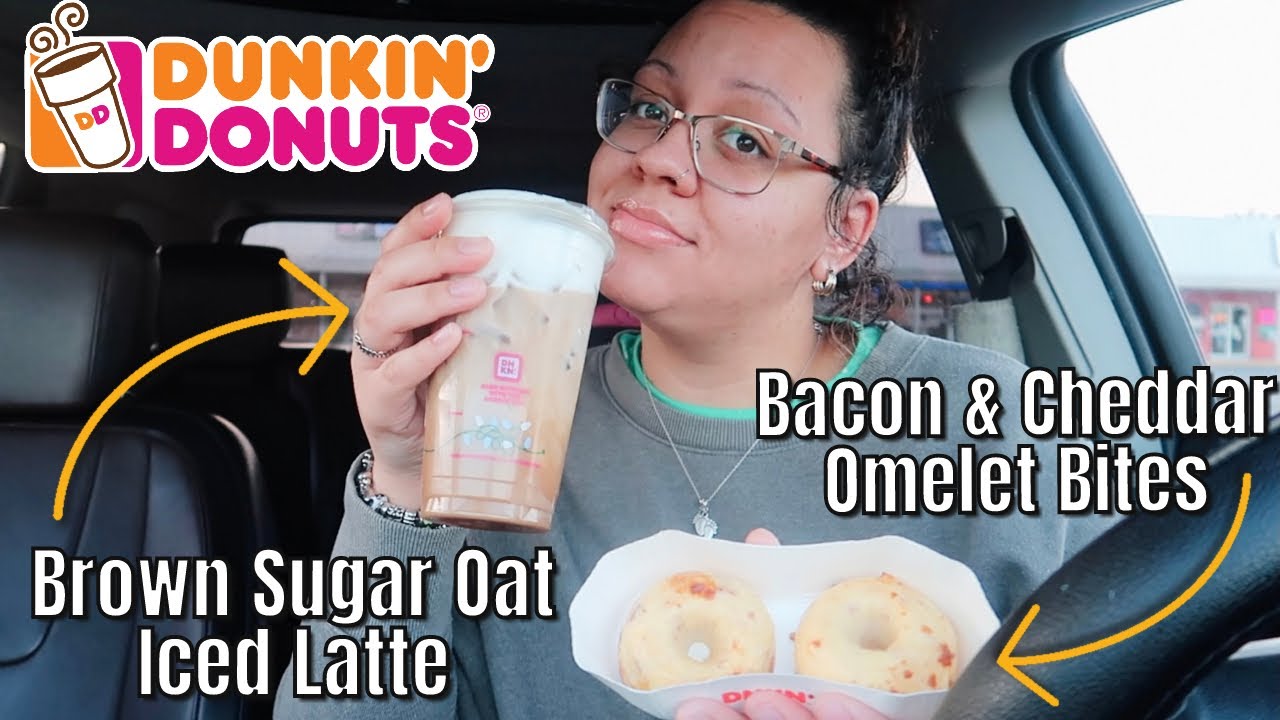 Trying Dunkin Donuts *New* Brown Sugar Oat Iced Latte And Bacon