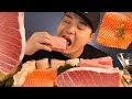 1등급 참치회와 통관자, 연어회, 바다포도 먹방~!! 리얼사운드 social eating Mukbang(Eating Show)