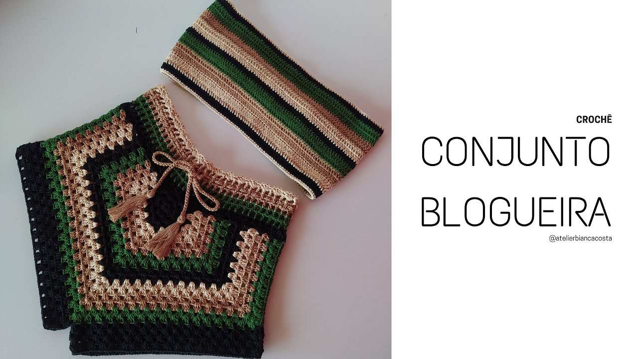Conjunto em Crochê das Blogueiras Parte 3 ( Top faixa )