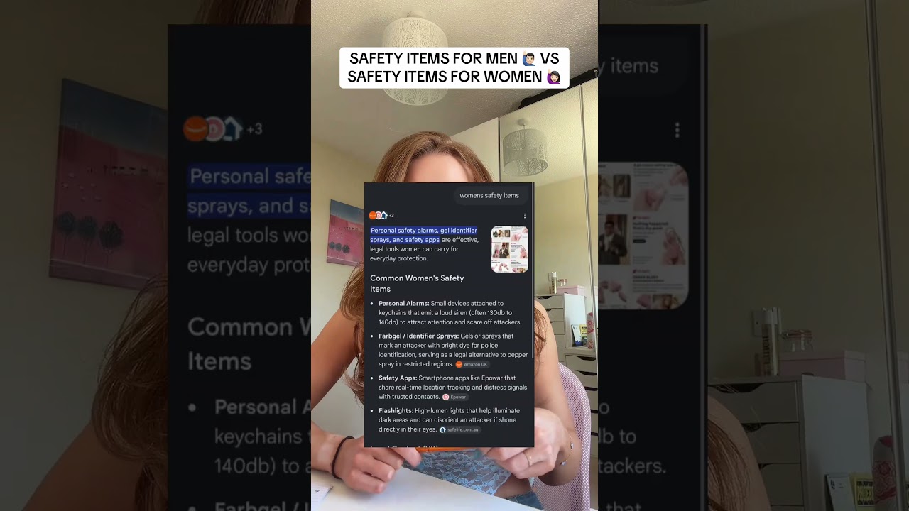 SAFETY ITEMS FOR MEN 🙋🏻‍♂️ VS SAFETY ITEMS FOR WOMEN 🙋🏻‍♀️ #womenvsmen #safetyitems #inequality