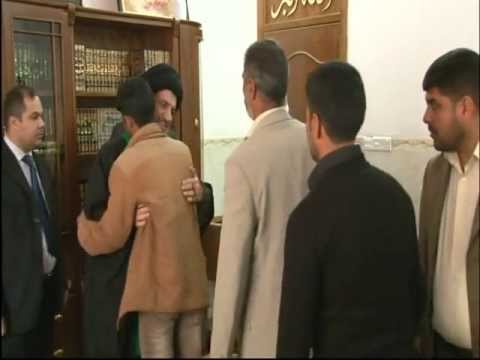 34 المرجع العراقي العربي يستمع الى اهازيج الفرح وهو يستقبل الوفود الحاشدة في 16 2 2013