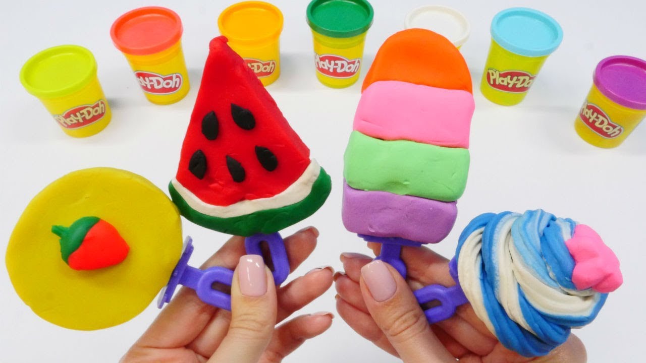 Making 6 Play Doh Ice Creams with Molds