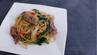 【Eng】Simple Food Recipe | Beef Stir-Fried Spaghetti 