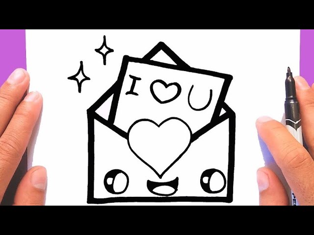 How to draw a cute Love Envelope Supper Easy, Draw for Valentine\'s ...