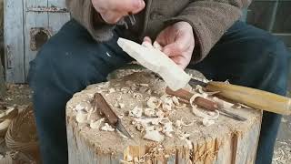 Carving a Wooden Angel