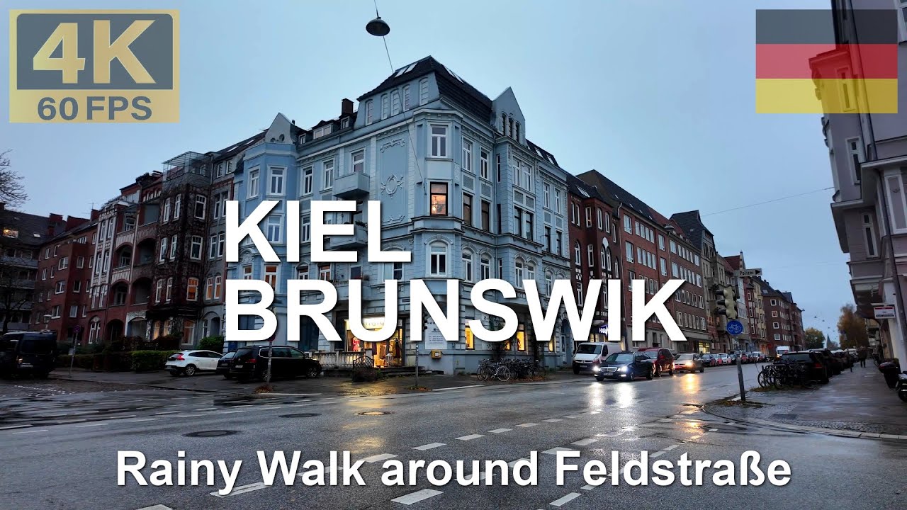 KIEL-Düsternbrook, Germany 🇩🇪 in 4K | 2025 | Rainy Christmas around Feldstraße