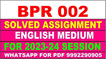 bpr 002 solved assignment 2023-24 | bpr 2 solved assignment in english 2024 | bpr 2 2024