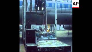 SYND 3-4-74 EQUIPMENT FLOWN OUT TO HELP THE STALLED PASSENGER LINER, QUEEN ELIZABETH II SYND 3-4-74 EQUIPMENT FLOWN OUT TO HELP THE STALLED PASSENGER LINER, QUEEN ELIZABETH II