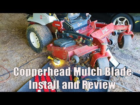Copperhead mulch blade install/review- How to change blades Exmark Lazer Z lawnmover