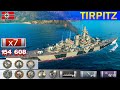 ✔ Рашим на пролом на Линкоре "Tirpitz" VIII уровень Германия | [ WoWS ] World of WarShips REPLAYS