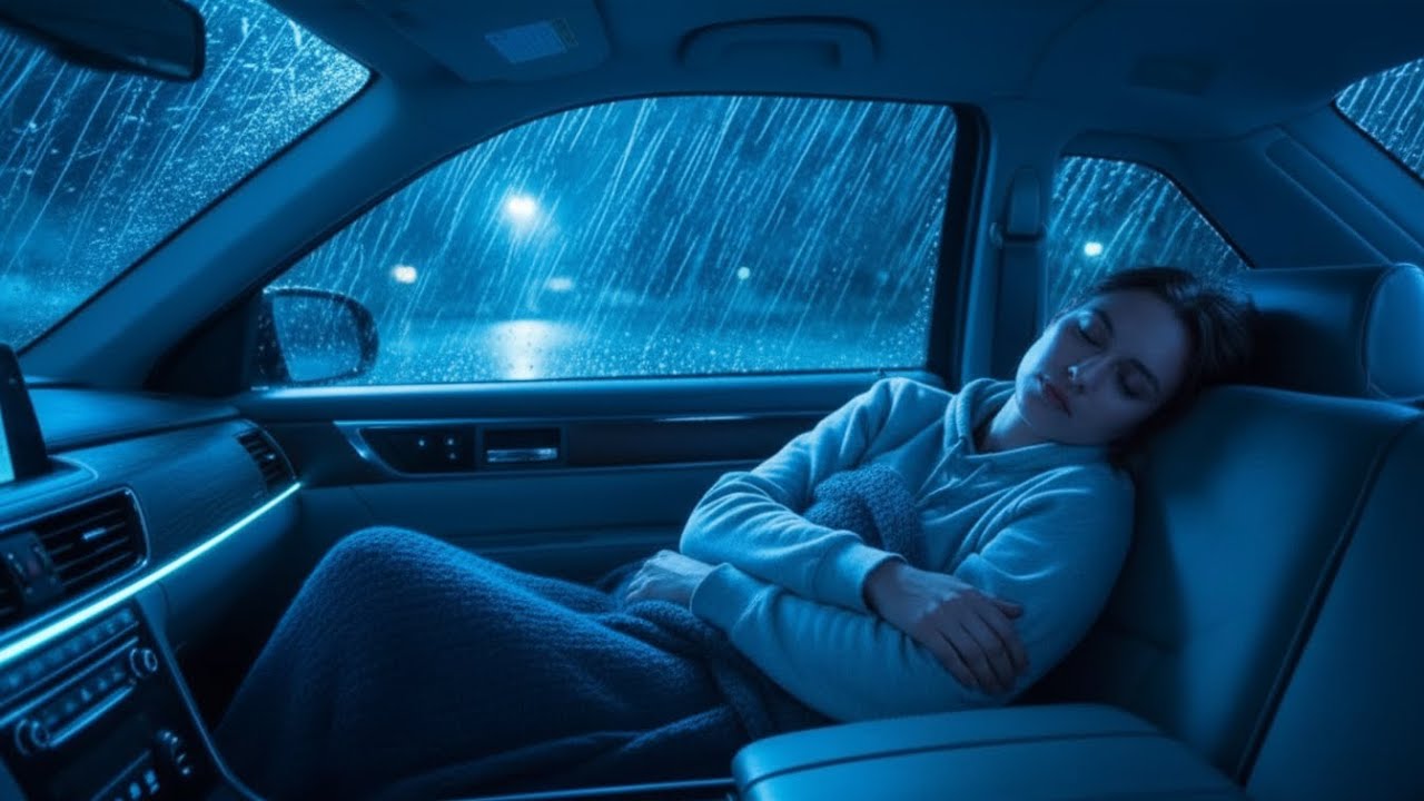 Fall Asleep Naturally as Heavy Rain Washes Over the Car