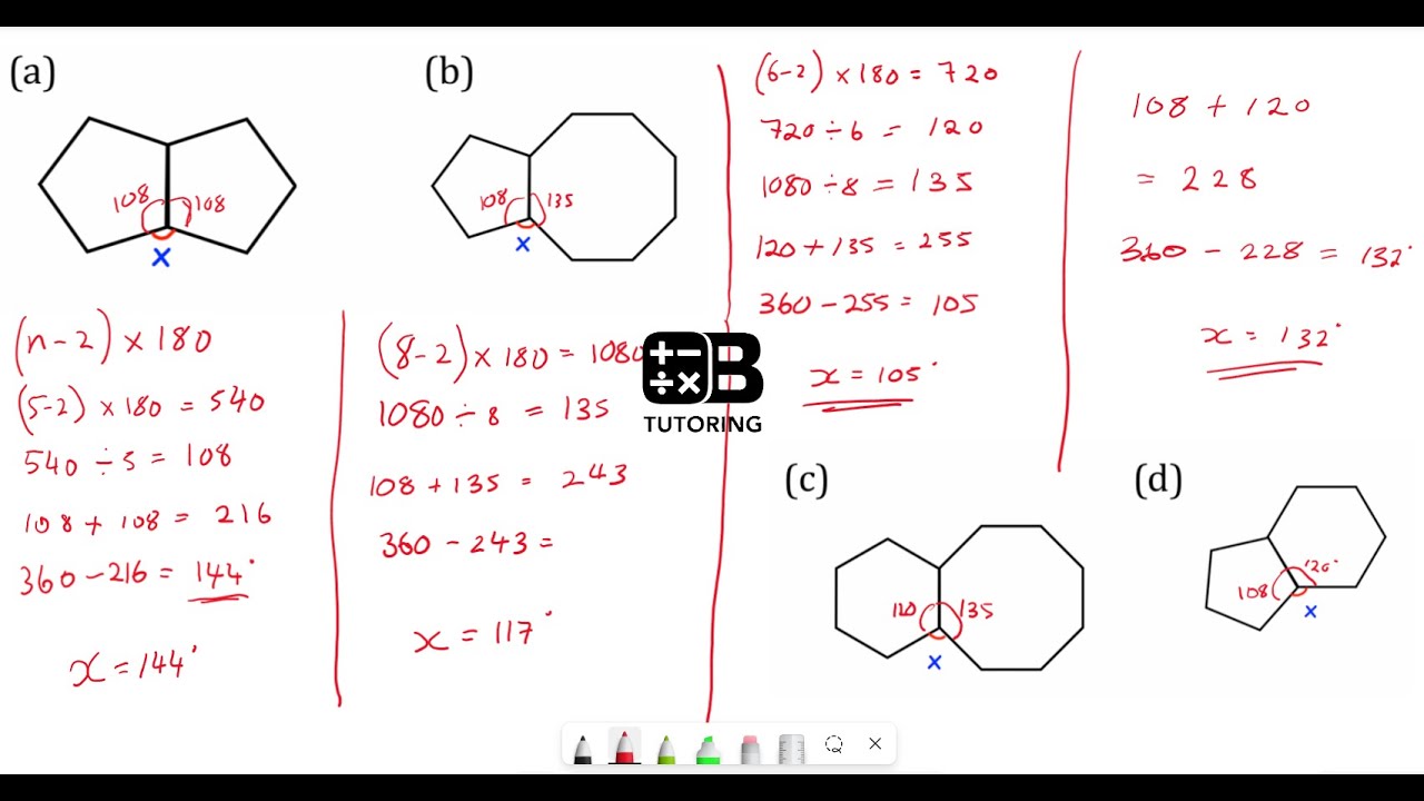 Interior angles in Regular Polygons Problem Solving - GCSE Maths Revision OBTutoring