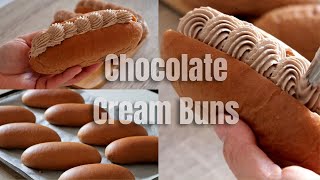 ขนมปังช็อคโกแลตครีมบัน  ขนมปังนวดมือ ไม่ต้องเสียเวลานวดให้ฟิลม์ !! แต่นุ่มมาก | Chocolate Cream Buns