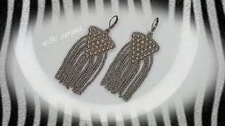 Metal Fringes/Steel Earrings/Beaded Jewelry making Easy Tutorial Diy