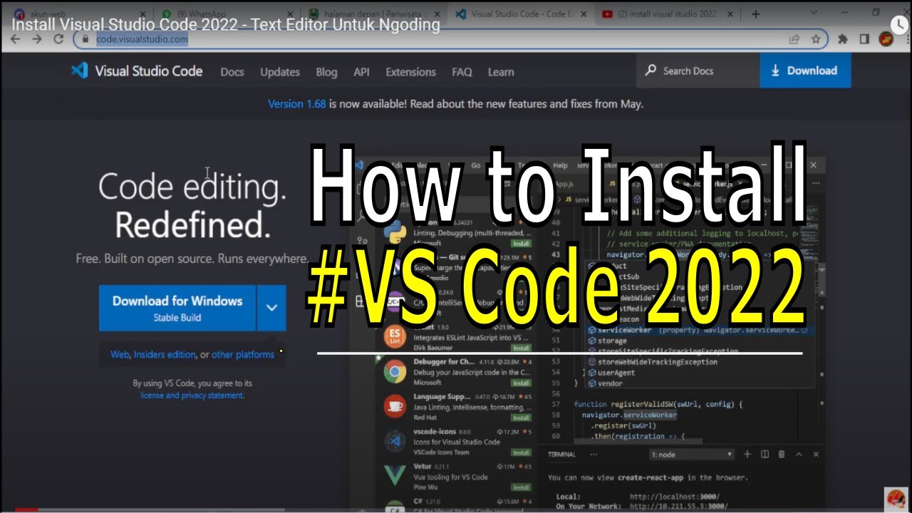 Install Visual Studio Code 2022 - Text Editor Untuk Ngoding - YouTube