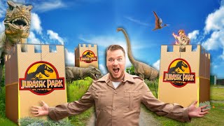 REAL LIFE Jurassic WORLD BOX FORT ISLAND ESCAPE!
