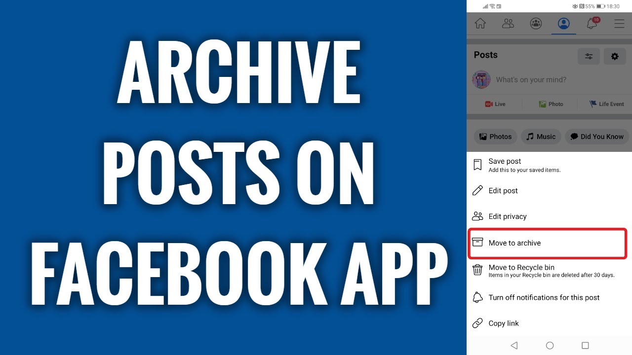 How To Archive Posts On Facebook App - YouTube