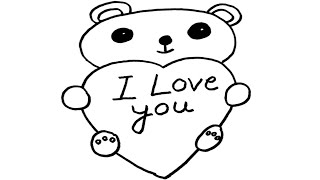 Creating a Sweet Teddy Bear with a Soft Heart | Drawing Tutorial | I Love You screenshot 5