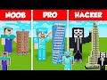 SKYSCRAPER TALL HOUSE BASE BUILD CHALLENGE - NOOB vs PRO vs HACKER / Minecraft Battle Animation