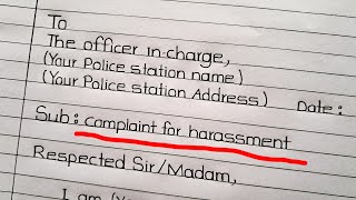 Complaint For Harassment || Harassment Complaint Letter to Police