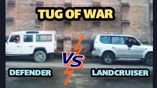 Landrover Defender vs toyota land cruiser tug of war #landrover #toyota