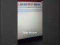 table in excel