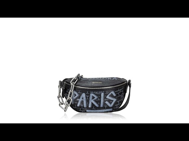 Balenciaga Paris Graffiti XXS Souvenir Belt Bag Black 