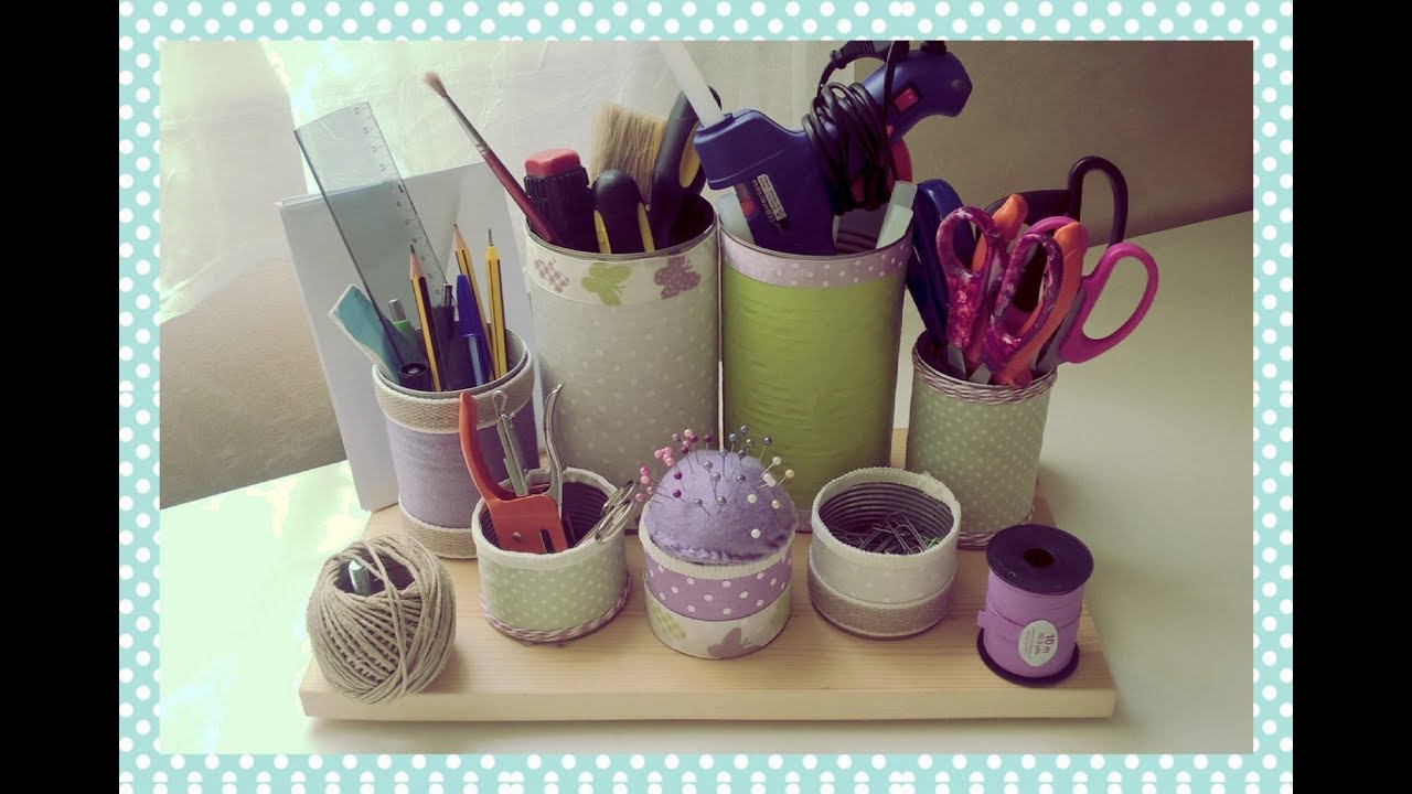 Porta oggetti da scrivania fai da te desk organizer riciclo youtube Oggetti fai da te