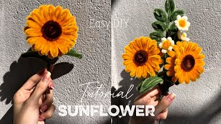DIY Sunflower Tutorial | Membuat Bunga Matahari dari kawat bulu | Pipe cleaner Sunflower tutorial
