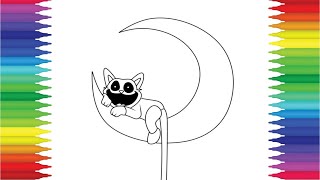 CatNap on the moon from Poppy Playtime | Smiling Critters Coloring Page