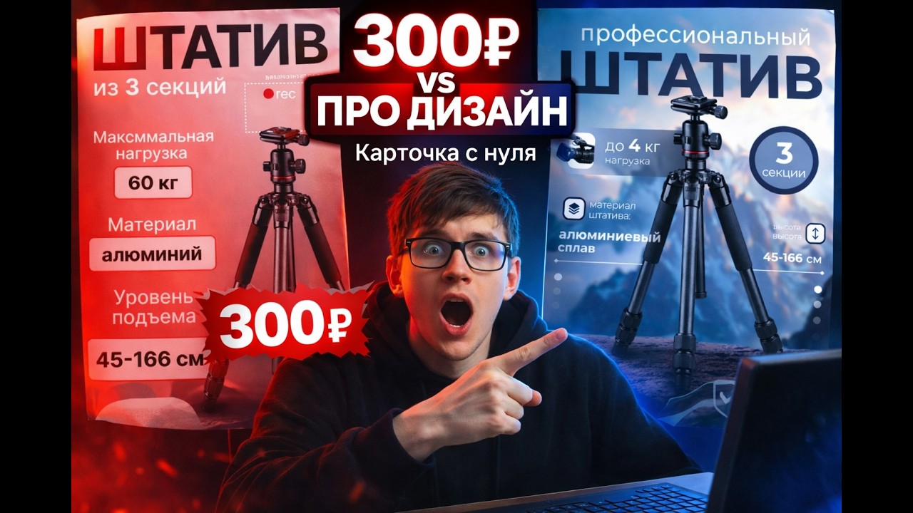 Карточка товара для Wildberries с нуля | Переделываю треш за 300₽ в продающий дизайн