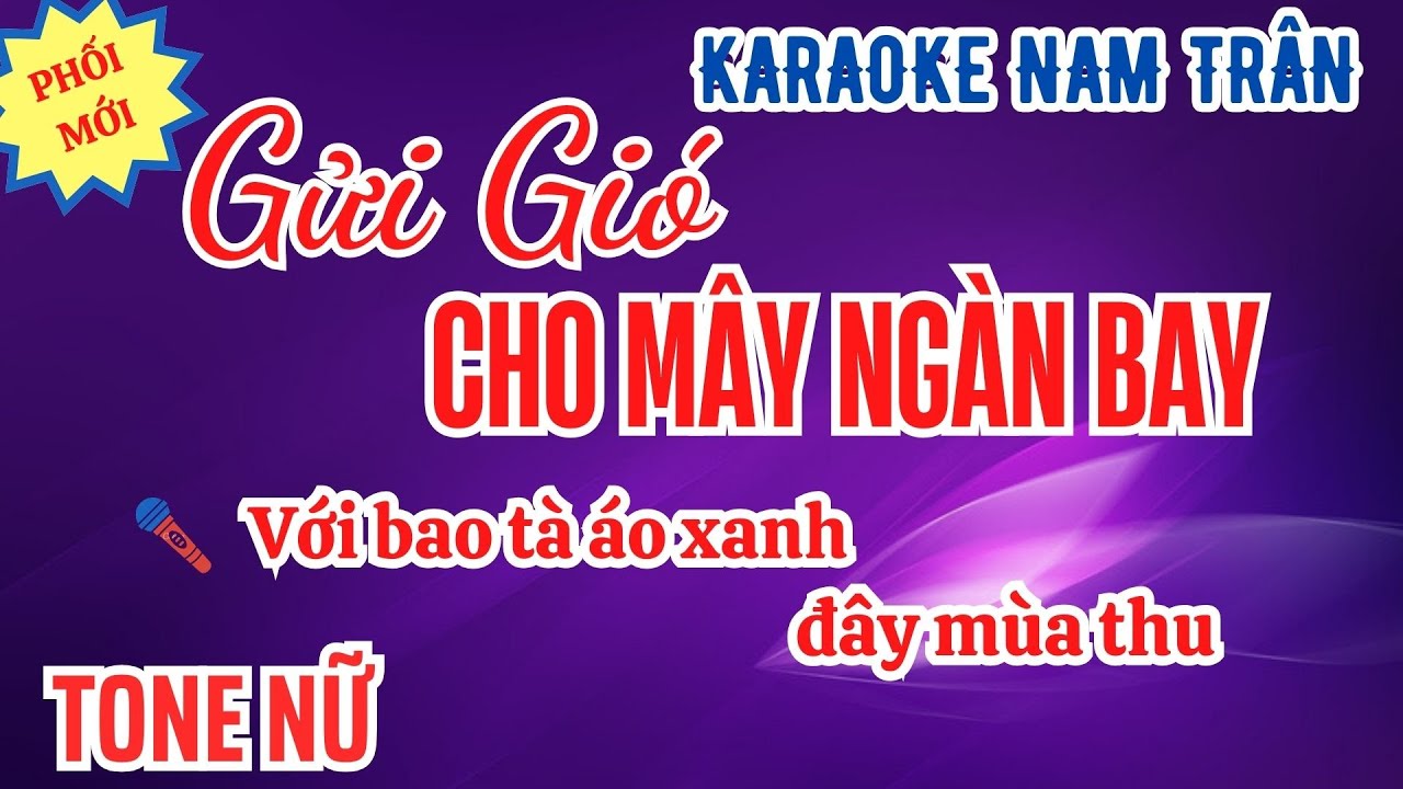 Karaoke Gửi Gió Cho Mây Ngàn Bay Tone Nữ | Nam Trân