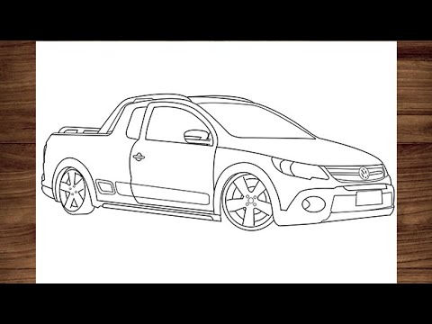 Como desenhar um carro Saveiro Surf - PASSO A PASSO - narrado I video aula  completa 