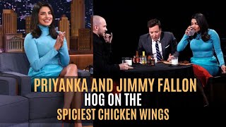 Priyanka Chopra And Jimmy Fallon Hog On The Spiciest Chicken Wings | SpotboyE