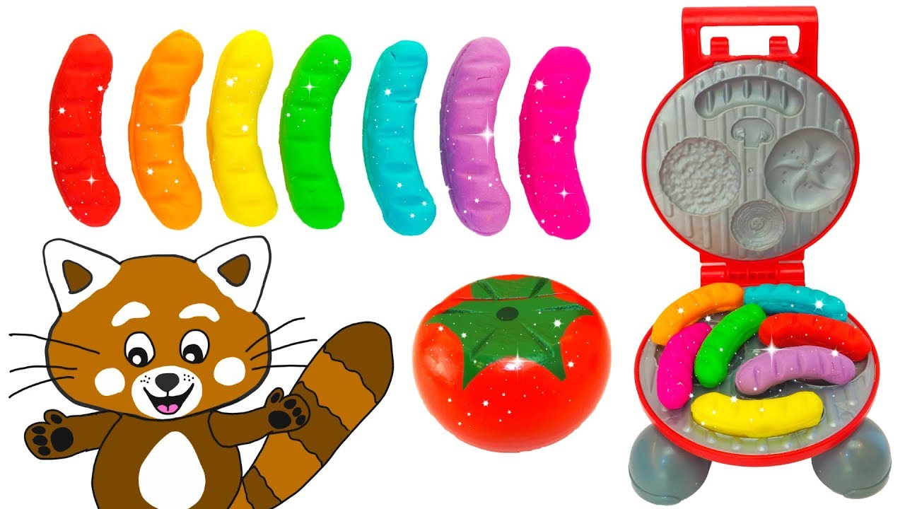 Pukkins grillar korv och gör roliga grönsaker i trolldeg/leklera - Barnkanalen på youtube