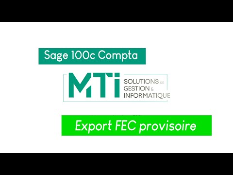 Sage 100c Comptabilité - Exporter au format FEC