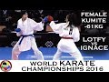 FINAL. Female Kumite -61kg. LOTFY (EGY) vs IGNACE (FRA). 2016 World Karate Championships